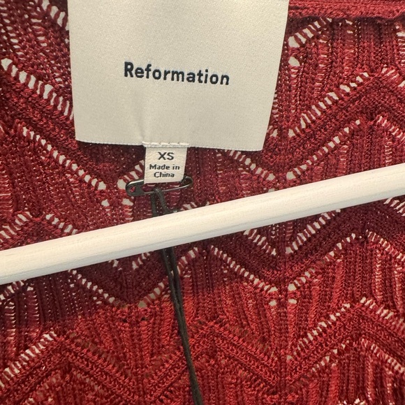 Reformation Sutton Regenerative Merino Open Knit Sweater in Chianti - Picture 3 of 4